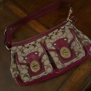 Coach Khaki/Plum shoulder bag